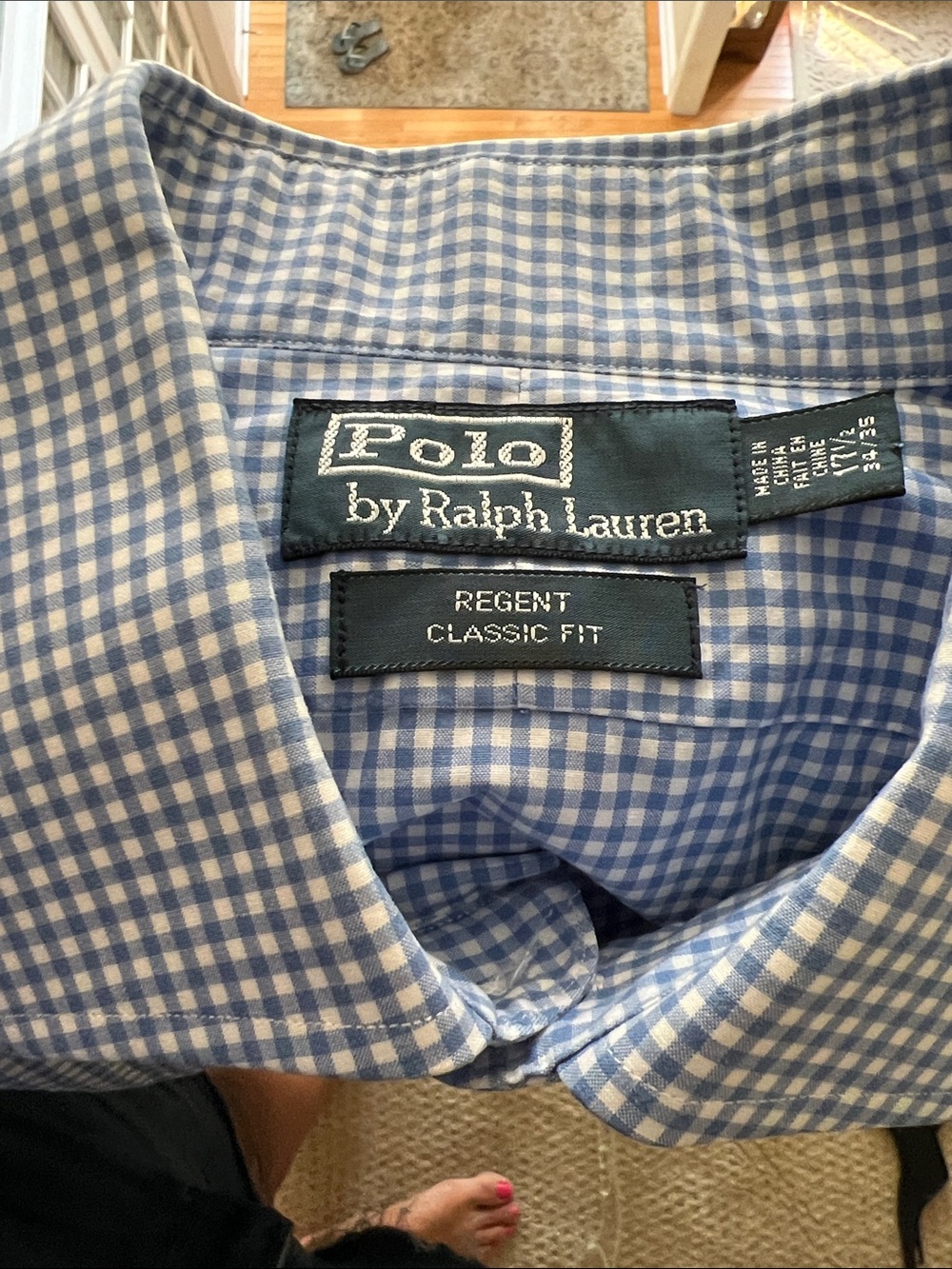 Polo by Ralph Lauren Blue and White Gingham Dress Shirt